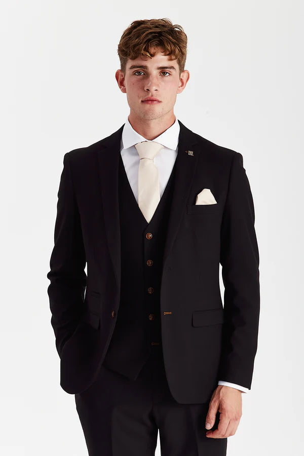 Paul Andrews - Mayfair Black Textured Three Piece Suit