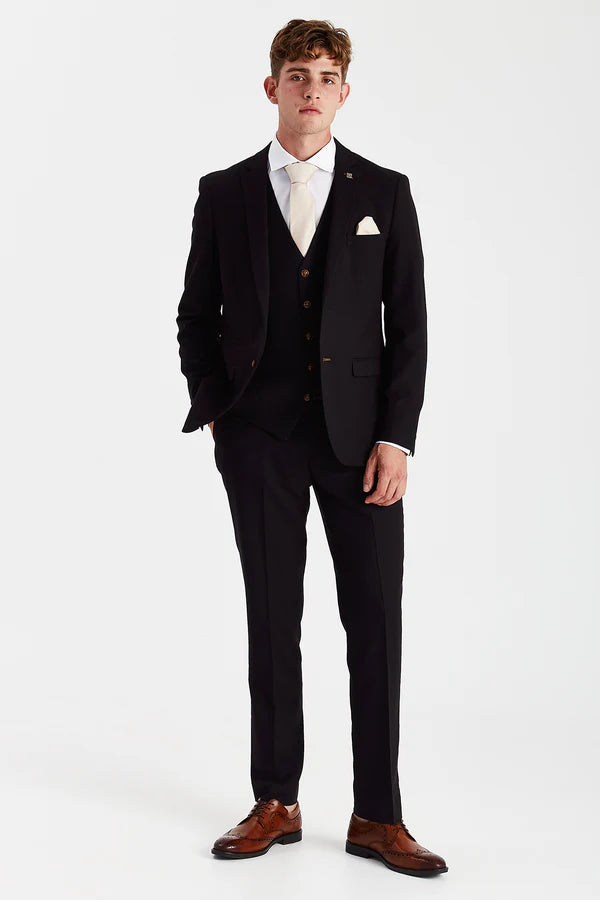 Paul Andrews - Mayfair Black Textured Three Piece Suit