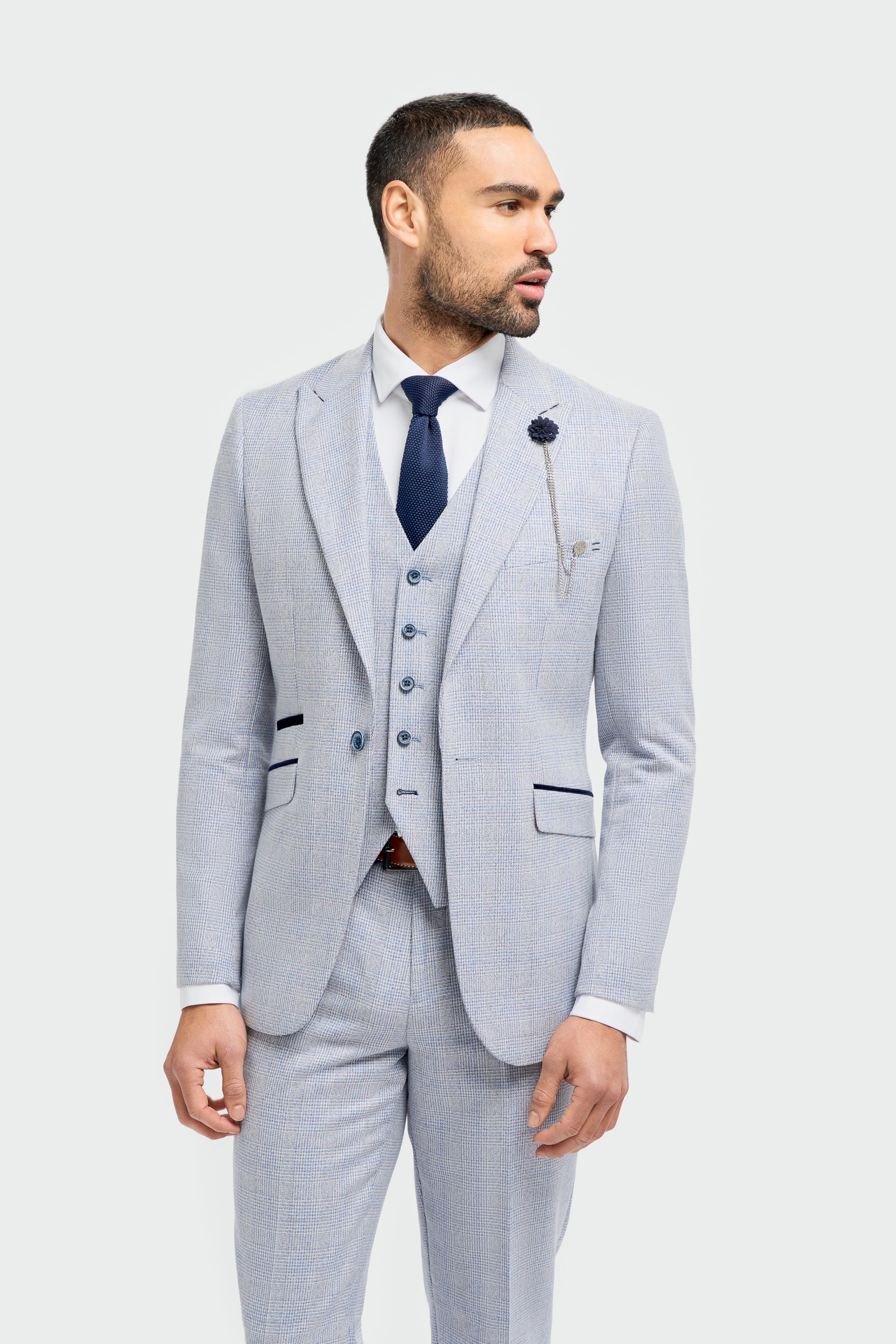 House of Cavani - Caridi Sky Regular Check Three Piece Suit