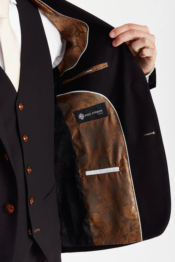 Paul Andrews - Mayfair Black Textured Three Piece Suit