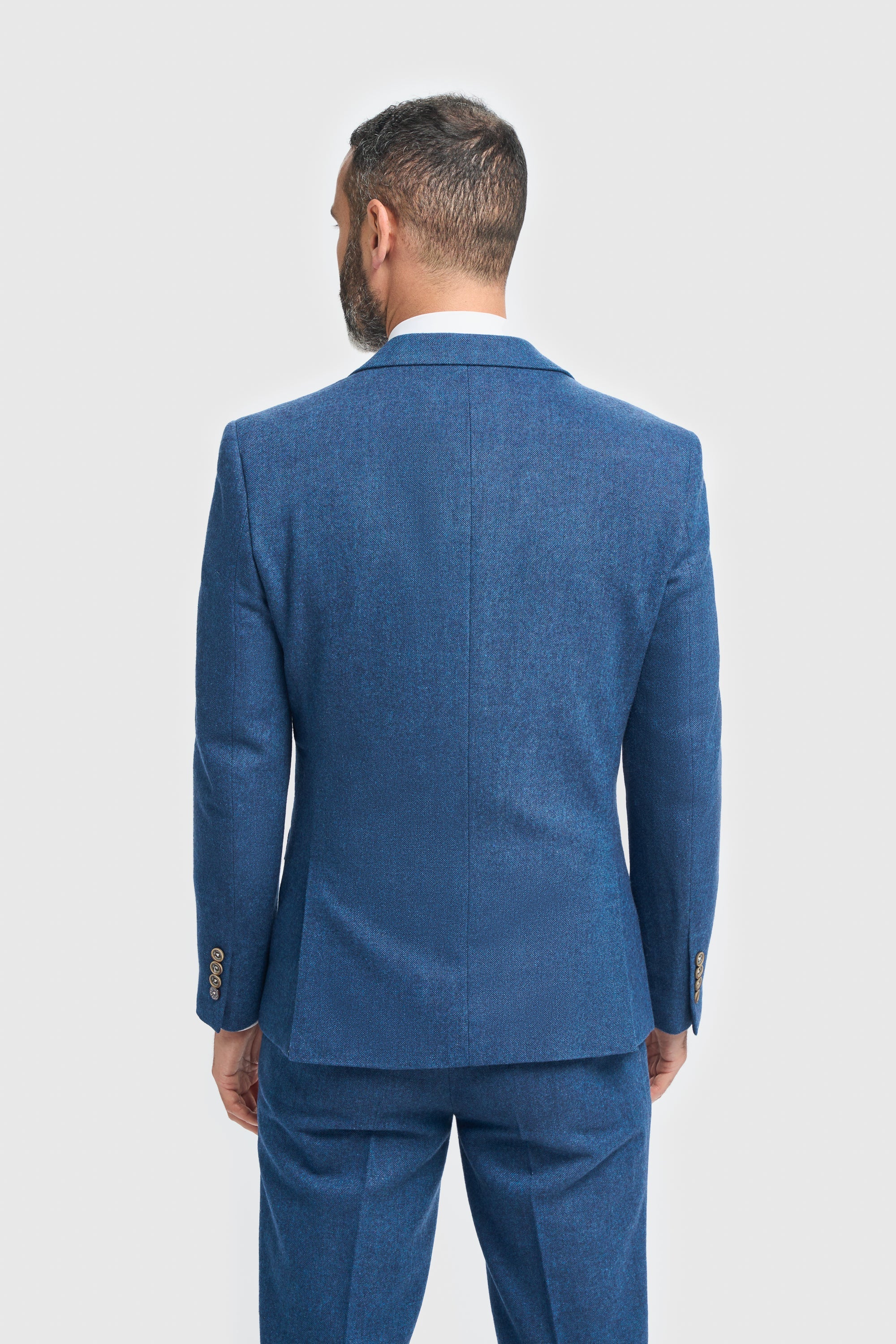 House of Cavani Orson Blue Tweed Slim Fit Three-Piece Suit