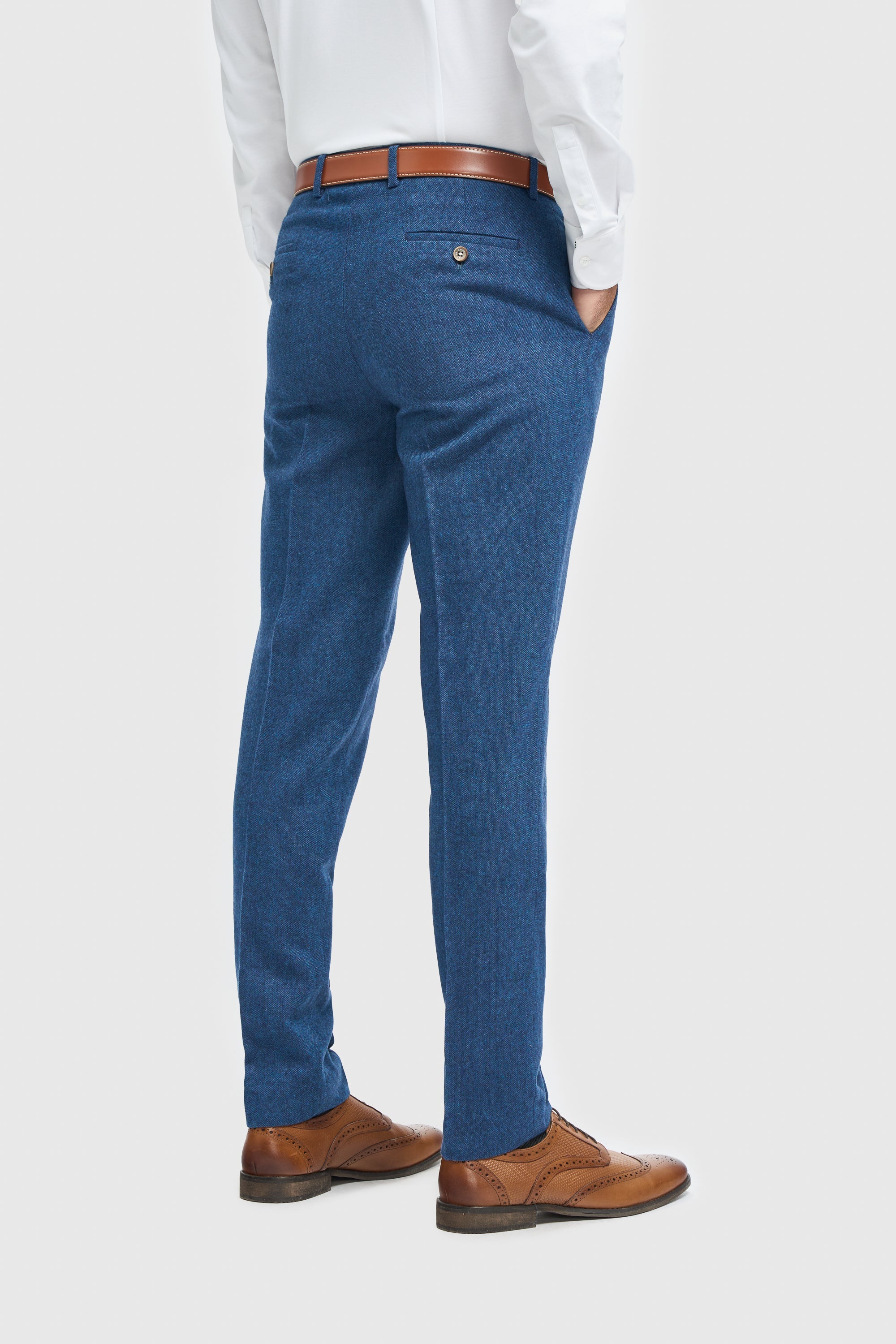 House of Cavani Orson Blue Tweed Slim Fit Three-Piece Suit