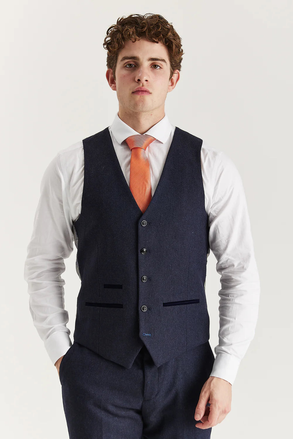 Oscar Navy Tweed Three Piece Suit