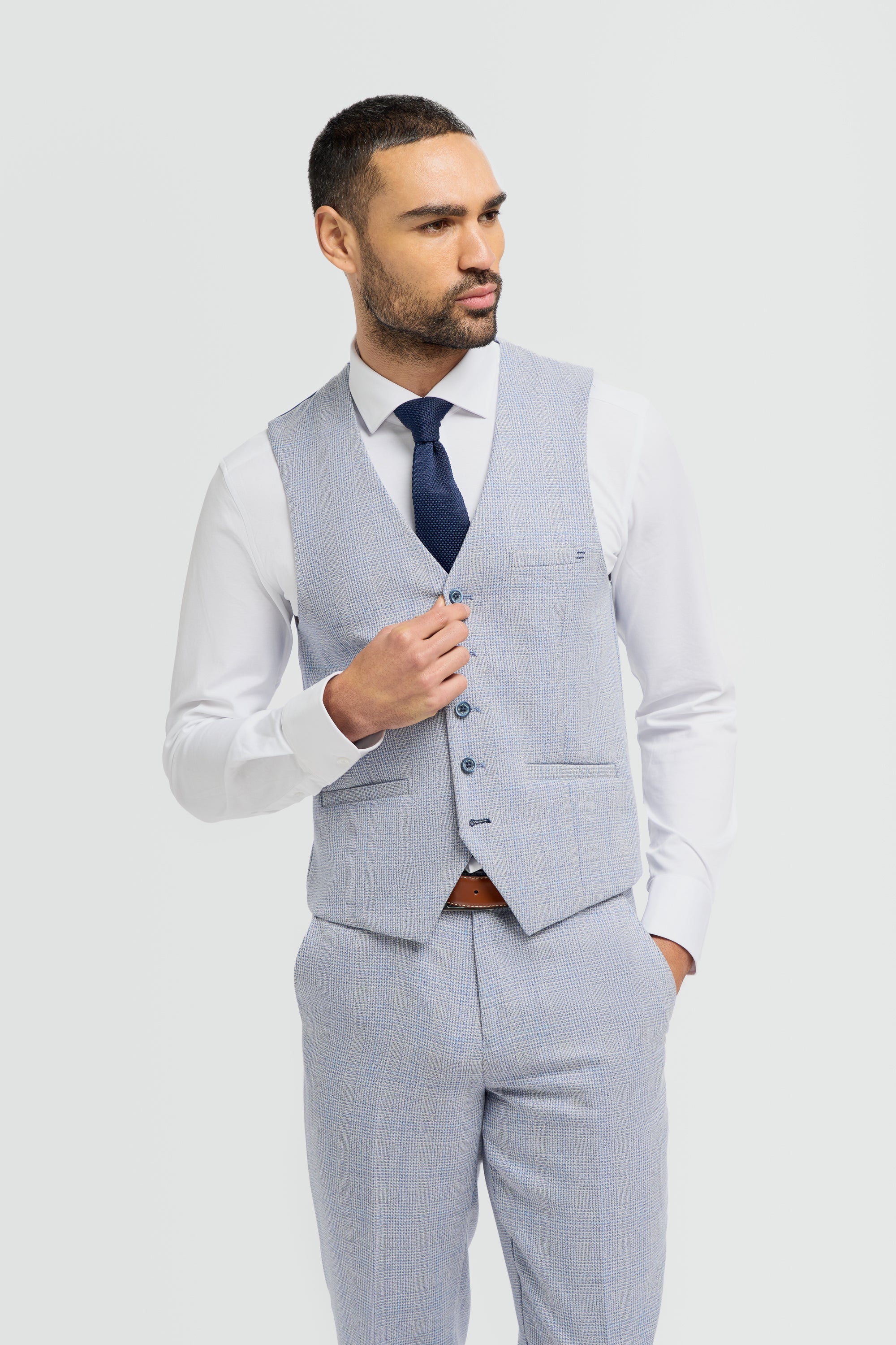 House of Cavani - Caridi Sky Regular Check Three Piece Suit
