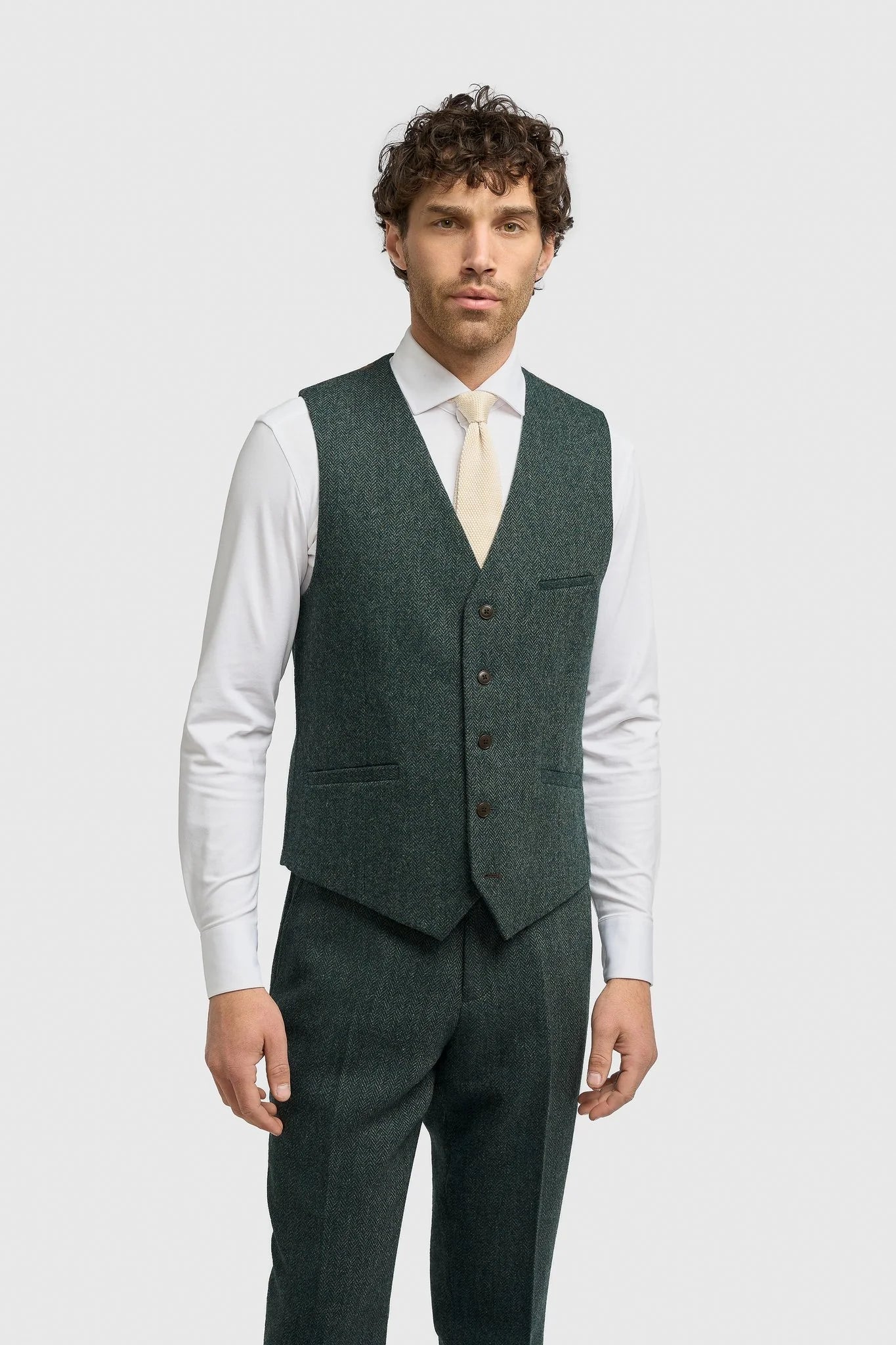 House of Cavani - Thomas Lush Olive Tweed Three Piece Suit